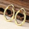 Huitan 2025 Series Gold Color Hoop Earrings for Women Twist Carve Pattern Trendy Circle Earrings Metal Fashion Versatile