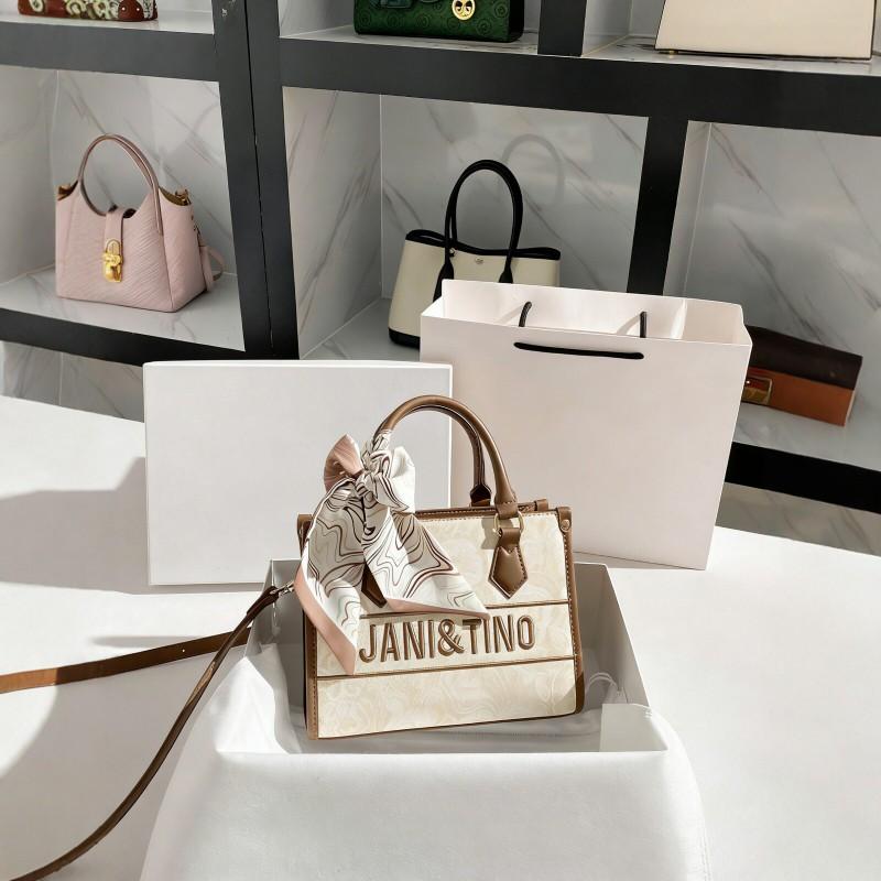 New Chinese-style Contrast Embroidery Tote Bag High-end Commuting One-shoulder Handbag