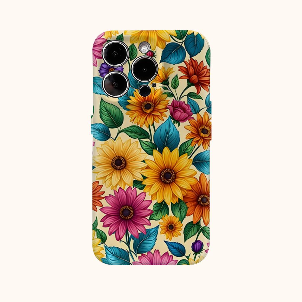 Bright Sunflower Garden Phone Case for IPhone 17AIR 16E 16 15 14 13 12 11 17 Pro Max Plus Double-layer Back Cover