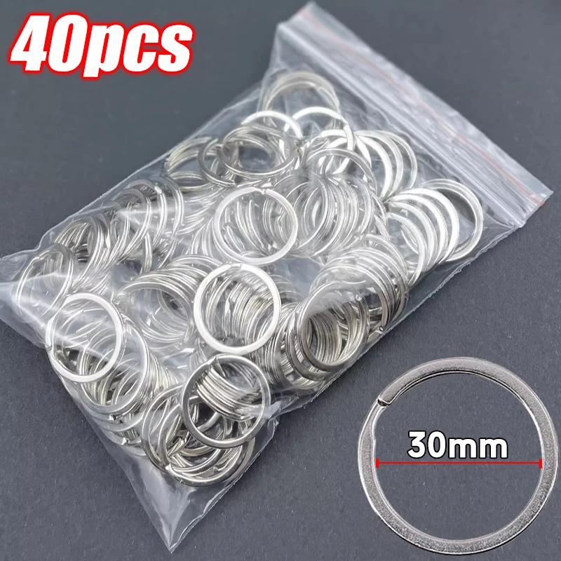 10-100 pezzi 25/30 mm Anelli Portachiavi in Acciaio Inossidabile Anelli Divisi Piatto Rotondo Portachiavi per Creazione Gioielli Portachiavi Lucidato DIY Componenti