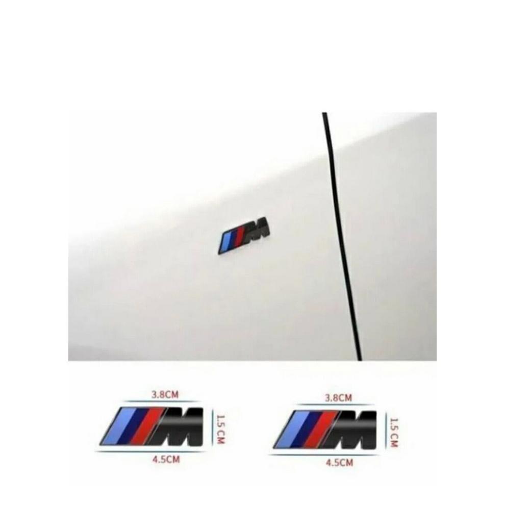 2x BMW M Sport Znak Lesklý Černý Samolepka Boční Křídlo Blatník Znak 45x15mm