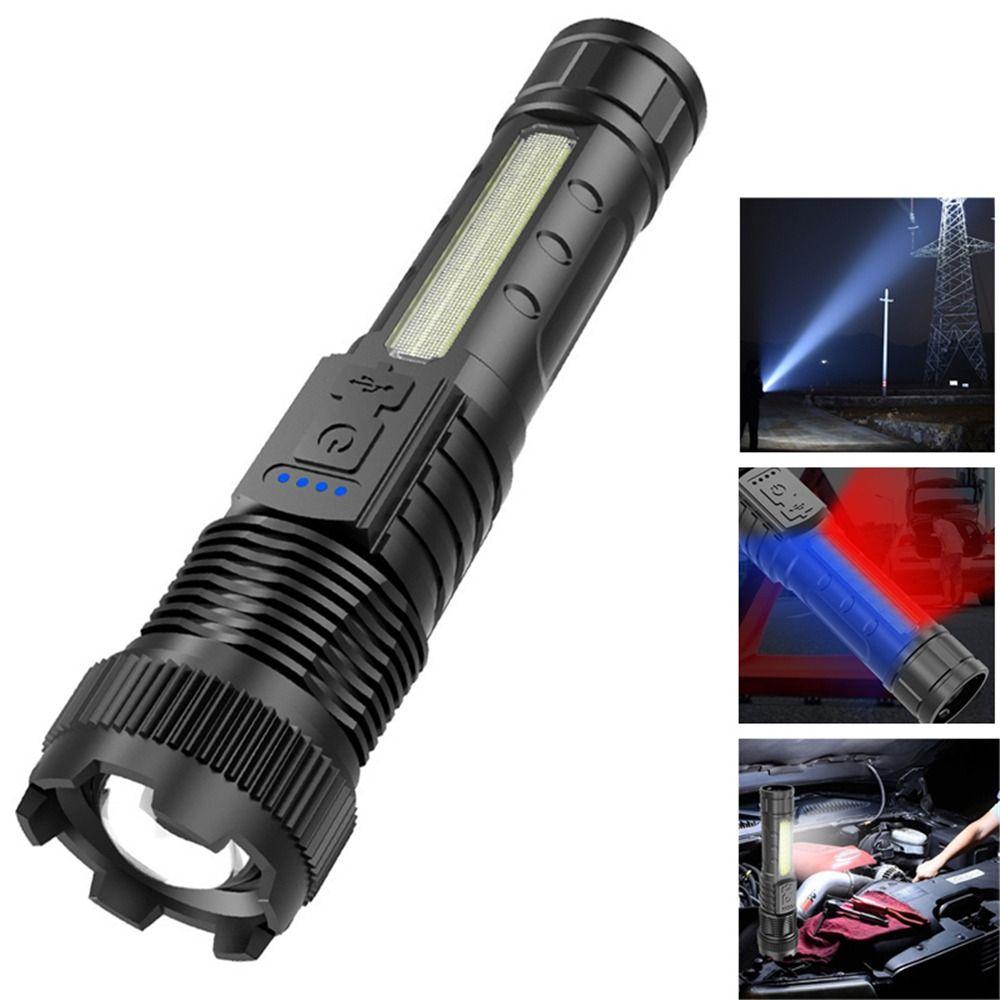 with Power Display Strong Light Flashlight COB Side Light Camping Lantern  Emergency Lighting