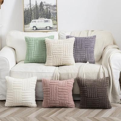 B030 Soft Throw Pillows Woven Plush Falai Pile Pillow Cover Solid Color Sofa Cushion Plain Color Double-sided Pillows