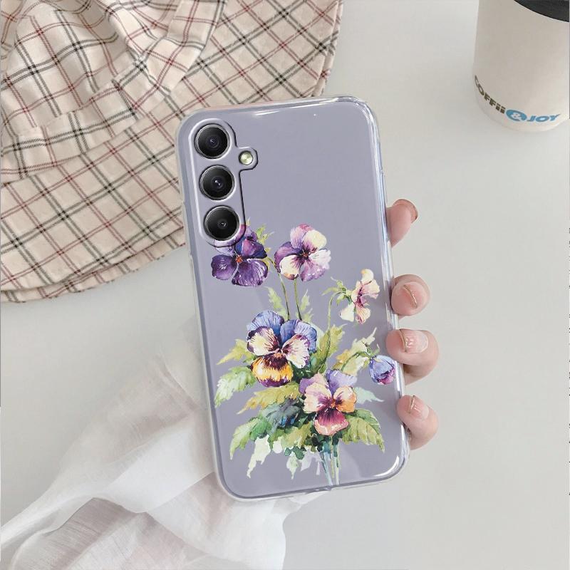 

Модный цветочный мягкий прозрачный силиконовый чехол для Xiaomi Redmi Note 13 14T 15 Samsung A55 A35 S24 FE iPhone Huawei Honor Camera защитный противоударный чехол Samsung Galaxy S20