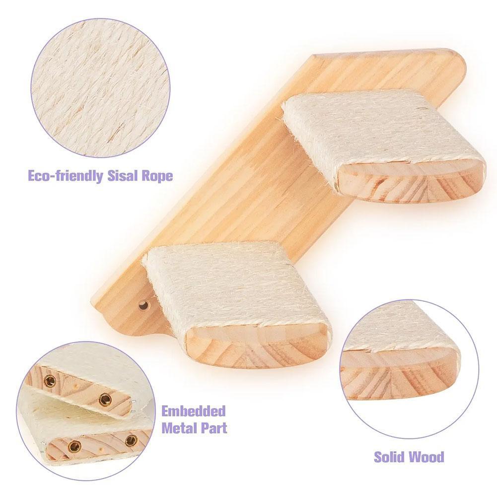 Prolézací police pro kočky Nástěnná oboustranná čtyřschodová lana pro kočky Nábytek pro kočky E W4G9