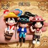 Anime One Piece Set de Porte-clés en Silicone 3D Bracelet Tressé Luffy Zoro Ace Law Chopper Sabo Breloque Sac Pendentif Cadeau Pour Fans