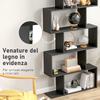 Zigzag Bookcase Shelf Contemporary Design 80L x 23W x 192H cm 6 Levels Black