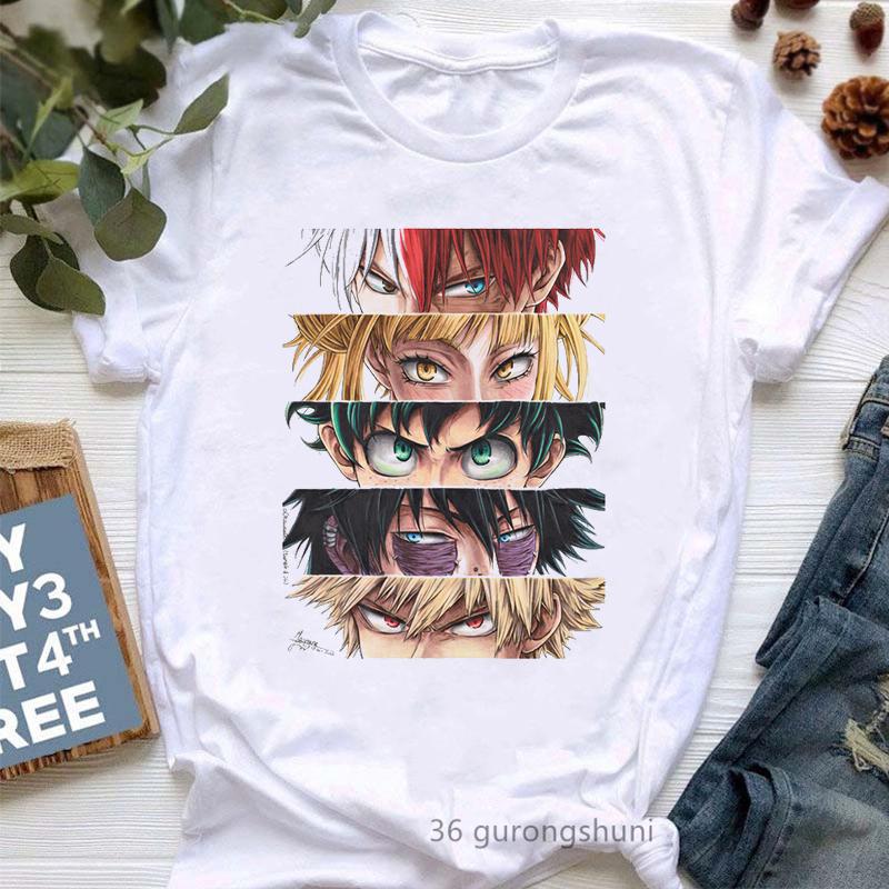 

Japanese Anime My Hero Academia Women T Shirt Women s Clothing Harajuku Kawaii Summer Fashion Tshirt Femme Streetwear T-Shirt XXXL білий
