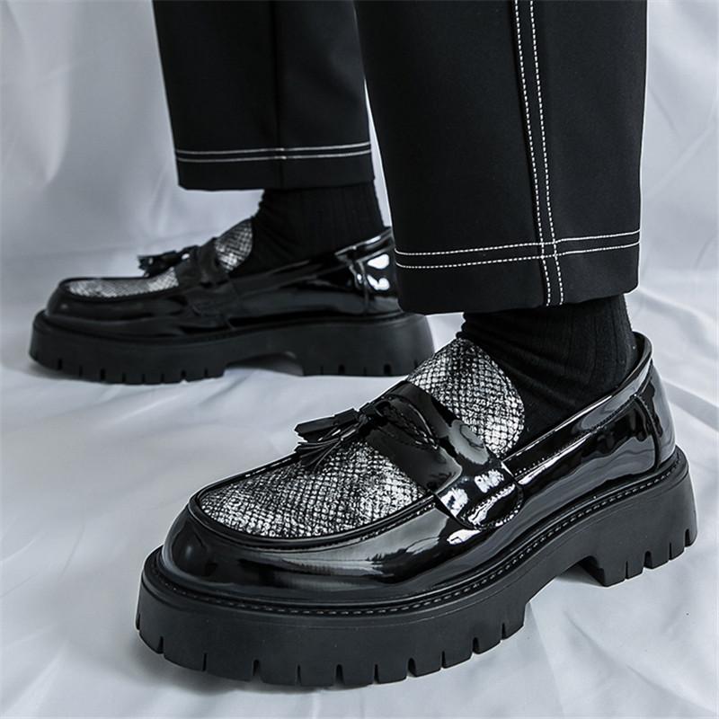 Fashion Trend New Luxury Men Mixed Color Tassel Loafter Male Leisure Height Increasing Leather Shoes Tenis Masculino Zapatos Hombre