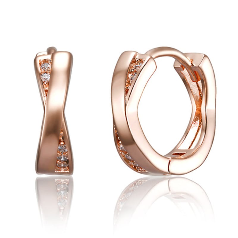 CRANNE 14K GF Cross Ribbon One-Touch Ring Earrings C24EGF198