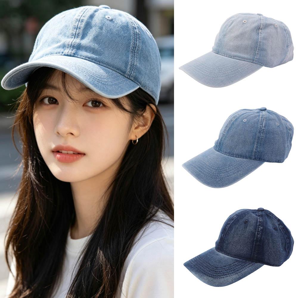 Korean Style Denim Baseball Cap Solid Color Peaked Hat Casual Sun Hat Girl