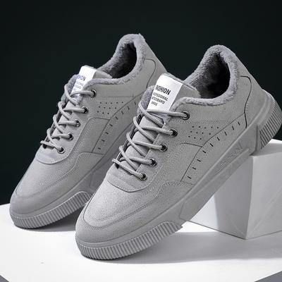 Winter Fashion Plush Warm Tooling Shoes for Men Korean Trend Cotton Thicken Mens Luxury Shoe Casual Low Top Flat Sneakersyu8