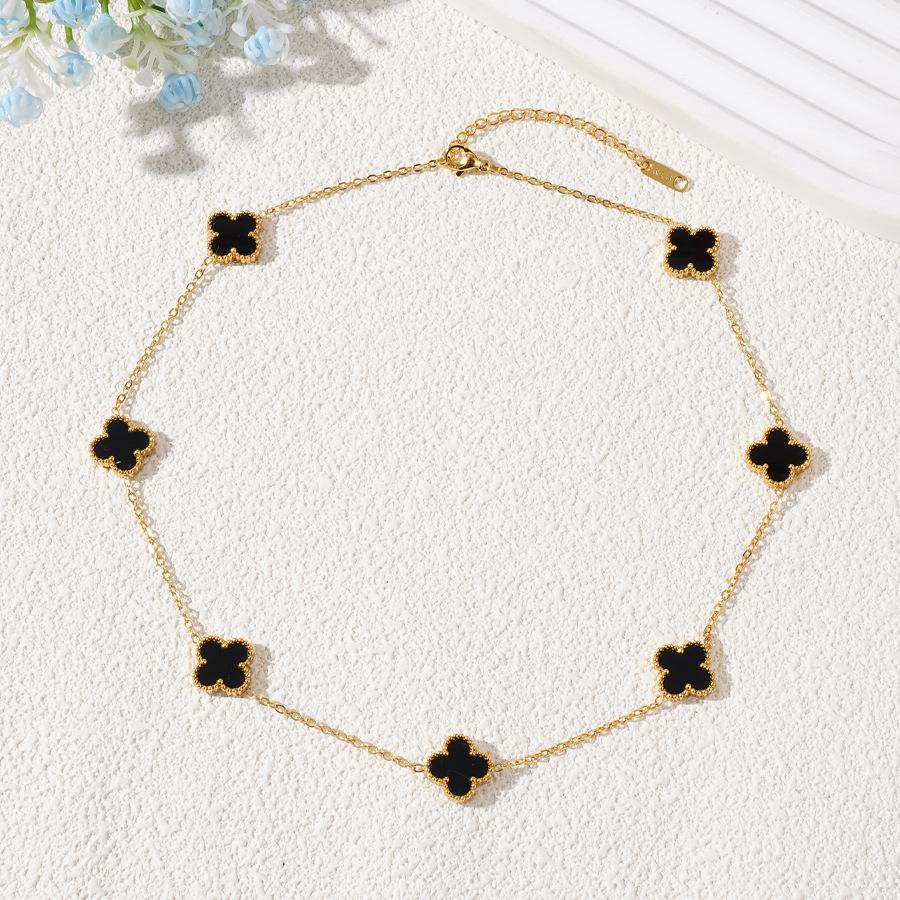 7 Flowers 13mm Double-sided Titanium Steel Four-leaf Clover Necklace Does Not Lose Color 18k Light Luxury Ladies Necklace