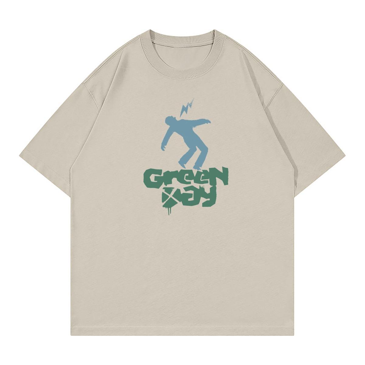 

Футболка с принтом группы GreenDay, американский уличный панк, на плечо, мужская и женская, свободного кроя, хлопковая, с круглым вырезом, с коротким рукавом XXXXL