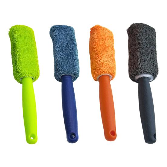 Microfiber Tire Brush with Long Handle Car Wheel Cleaning Tool with Soft Bristles Scratch-Free Essential Auto Detailing Accessory