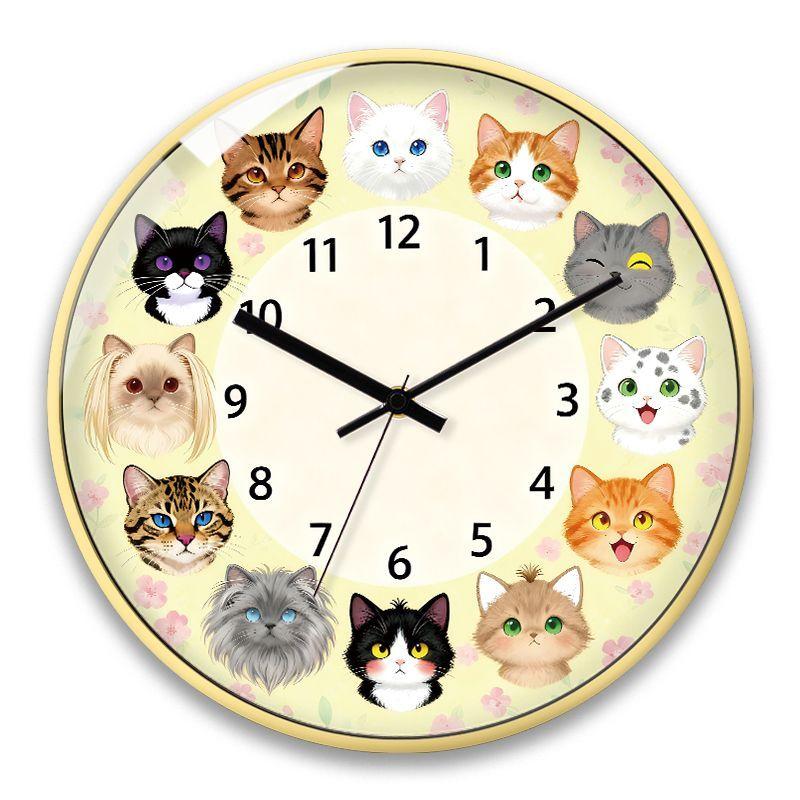 Children's Silent Cat Wall Clock Cartoon Clock Cute Creative Clock