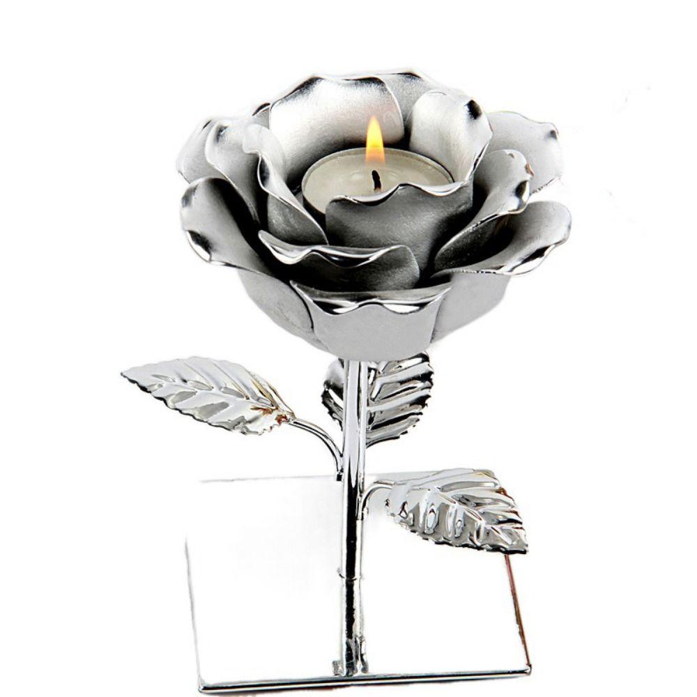 Practical 3D Rose Flower Candlestick Handicraft Simple Lotus Candle Holder Exquisite Emulation Flower Ornaments Wedding Party