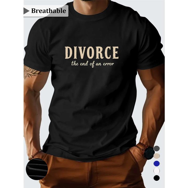European Sizes DIVORCE The End Of An Error Men s Graphic T-Shirt - Moisture-Wicking Breathable Fabric, Casual Short Sleeve Round Neck Tee S чёрный