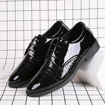 Large Size Men's Leather Shoes Dress Glossy Casual Shoes Youth Versatile Leather Shoes Men's Summer