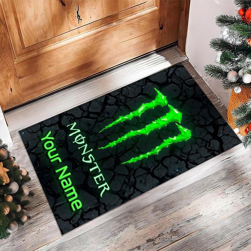 Kober Monster Energy Crystal Velvet, Personalizovaná protiskluzová podložka s vlastním textem pro domácí dekoraci, Dárek