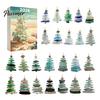 Ornamenti a Tema Oceanico Calendario dell'Avvento di Natale in Vetro Marino, Scatola Conto alla Rovescia di 24 Giorni con Accessori Decorativi Stagionali Ornamenti per Albero in Acrilico,