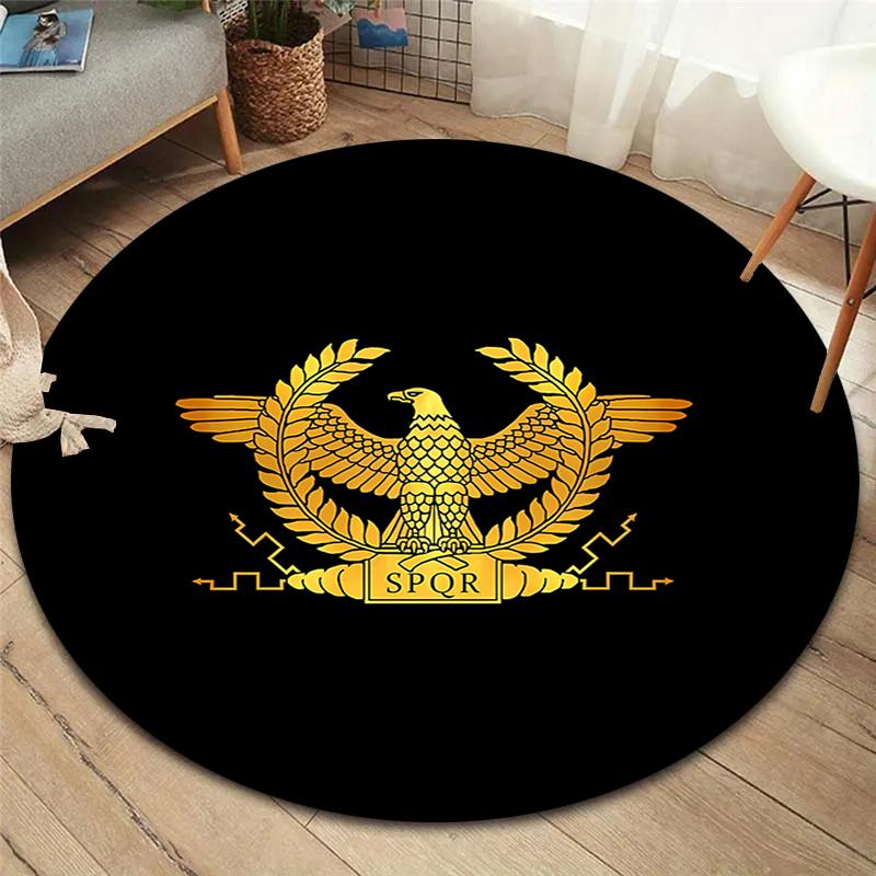 Roman SPQR Round Area Rug,Carpet Rug for Living Room Bedroom Sofa Playroom Decor,Non-slip Floor Mat
