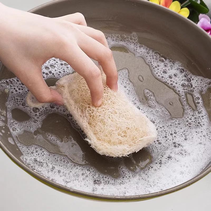 6Pcs Natural Luffa Dish Towel Washing Cloth Sponge Loofah Scrub Pad Dish Pot Oil Stain Removing Scrubber Kitchen Clean Brushes P