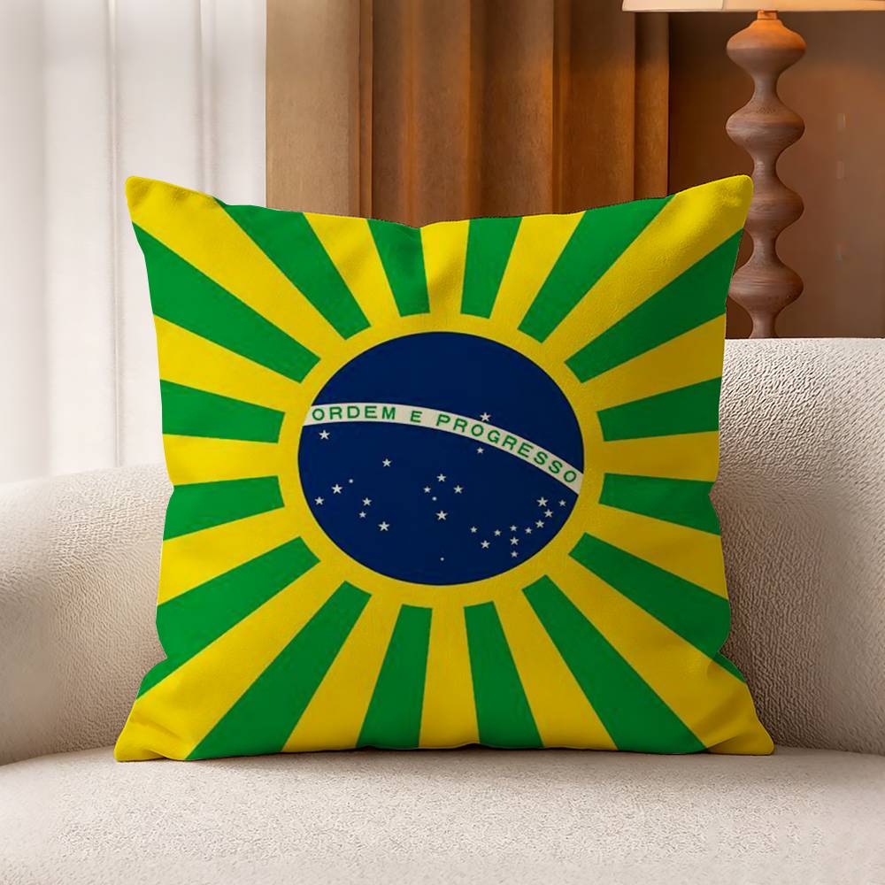 BBrazil FFlag Cotton Linen Square Pillow Covers Home Decor Gifts