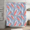 Blue Floral Leaf Shower Curtain Waterproof Bathroom Decor Home Accessories Customizable Size Modern Design Red Color