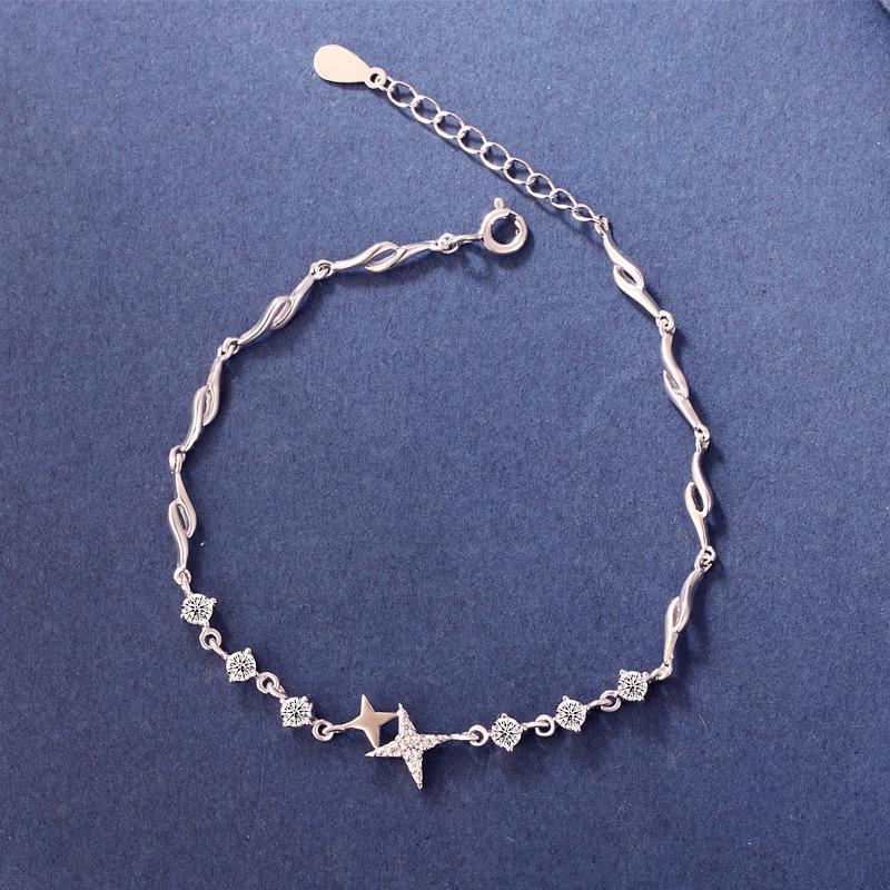 Elegant 925 Sterling Silver Star Bracelet - Korean Style, Fashionable Ins Design, Light Luxury Gift for Women 925 Silver