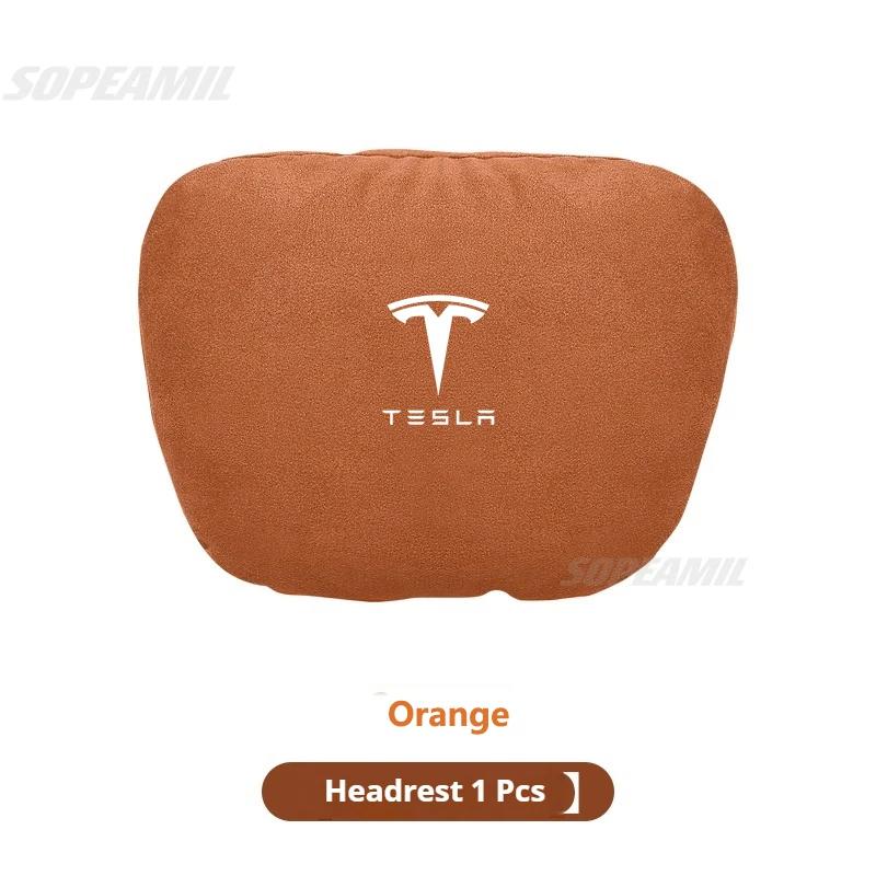 CSION1 Tesla Model 3 Model Y Model S Model X Suede Car Headrest Neck Support Seat Waist pad Lumbar cushion Soft Neck Pillow Accessories