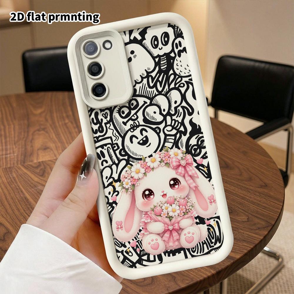 Phone Case: 2D Flat Samsung Galaxy A34 A35 M05 M06 S20 S22 S21 FE Plus 5G Protective Case, Garland Drooping Ear Rabbit, Christmas and Halloween Gifts