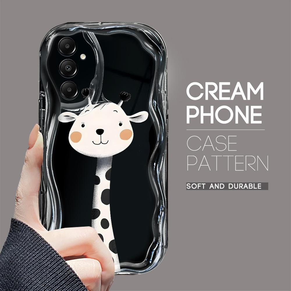 Søt tegneseriemønster krem tekstur deksel Bølget kant mykt silikondeksel Telefonveske for Samsung