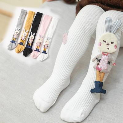 Gestrickte Strumpfhosen für Mädchen Einfarbige Kinderstrumpfhosen Cartoon Hase Baumwolle Weich Kinder Mädchen Strumpfhosen Herbst Winter 1-7J Hosen Neu