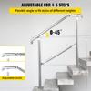 5 Step Railing Stainless Steel Transitional Handrail Fit for Level Surface and 1 To 5 Steps Adjustable Stair Railing Indoor Outdoor Step Railings