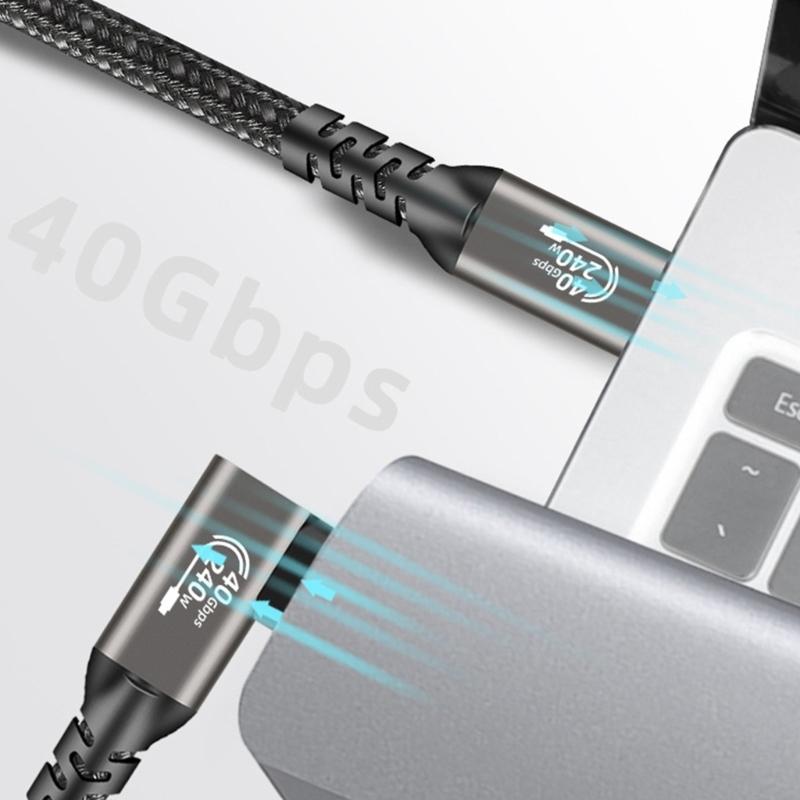 90 Degree USB C Data Cable 40Gbps Synchronized 8K UHD Display Suitable for Laptops Tablets Rapid Charging Data Transfer