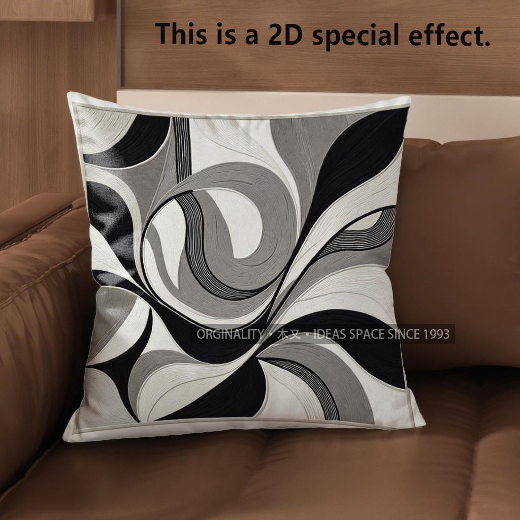 

2D Abstract Black & White Patterned Pillow Covers Pattern Cushion Cover Suitable For Sofa Bedroom Car Pillow Cover 40x40cm