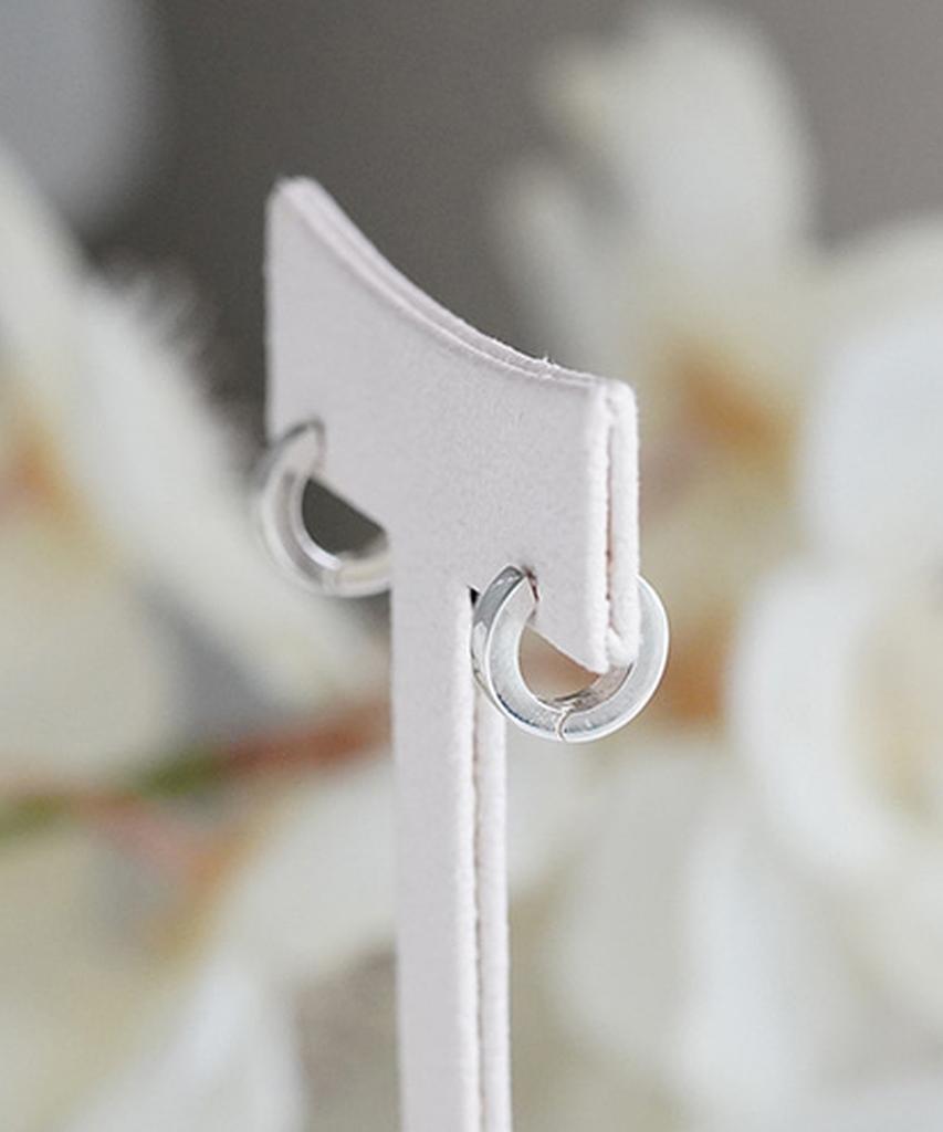 Alleun Silver 925 3Mm Square One-Touch Earrings