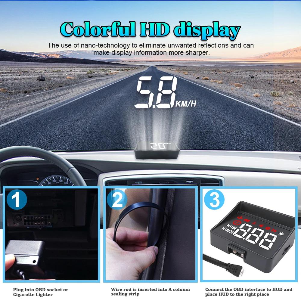 For HUD OBD Head Up Display OBD2 On-Board Computer Smart Digital Speed Meter With Overspeed Alarm Water Temperature Gauge