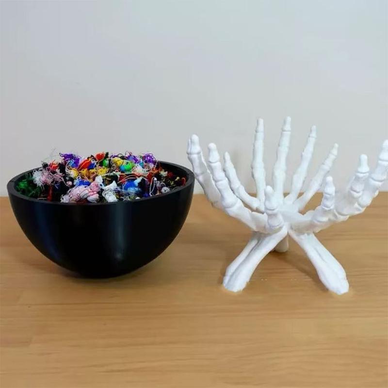 Halloween Candy Bowl Gothic Skeleton Hands Candy Storage Holder Multifunctional Halloween Organizer Holder Scary Home Decoration