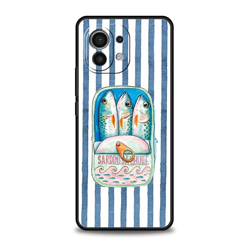 

Phone Case Cover for Xiaomi Mi 17 15 14 13 12 11 Ultra 15T 14T 13T 12T 11T Pro Lite 5G Soft TPU Capas Funny Fish Sardines Laser Xiaomi 15