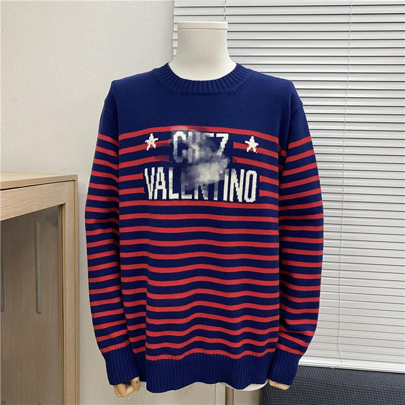 Höst/Vinter Unisex Lös Jacquardtröja med Broderat Bokstavslogotyp och Rund Hals