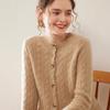 Women's Cashmere Knit Cardigan: Autumn/Winter Style, Round Neck, Single-Breasted, Versatile Fashion Knitwear