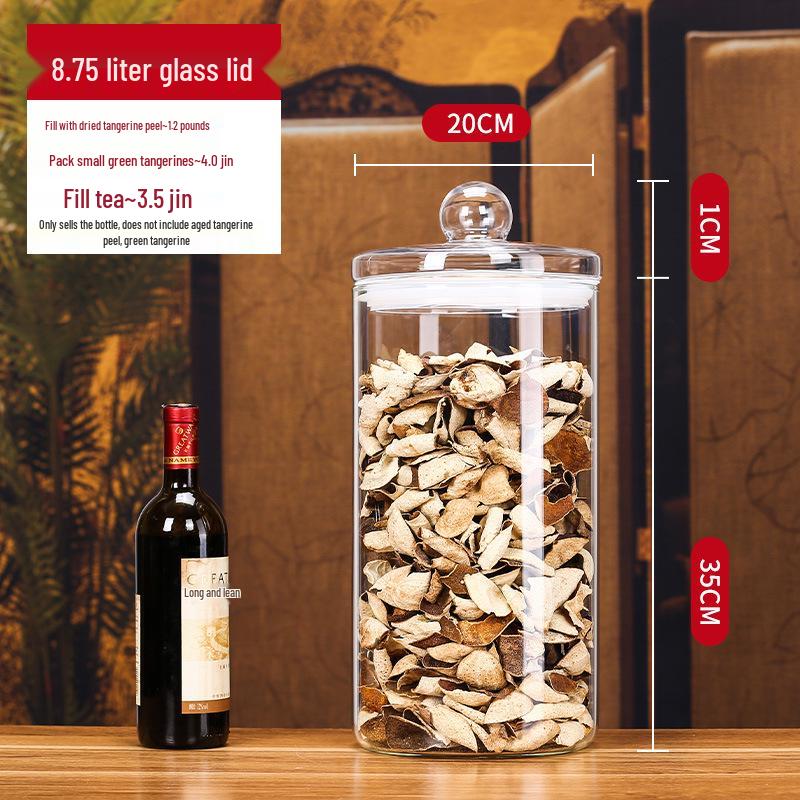 Large Glass Food-Grade Storage Jar for Dried Tangerine Peel and Tea Sealed for Freshness