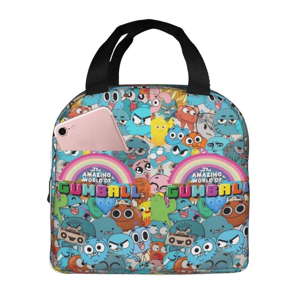 Die erstaunliche Welt von Gumball Isolierte Lunchtasche für Damen Kinder Tragbar Lebensmittelboxen Thermische Lunchbox Tragetasche