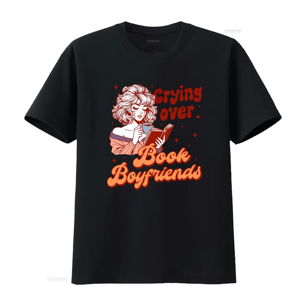 Reading Book Crying Over Boyfriends T Shirt Literary Bookish Lover Reader for Librarian vintage Washed Unisex graphic
