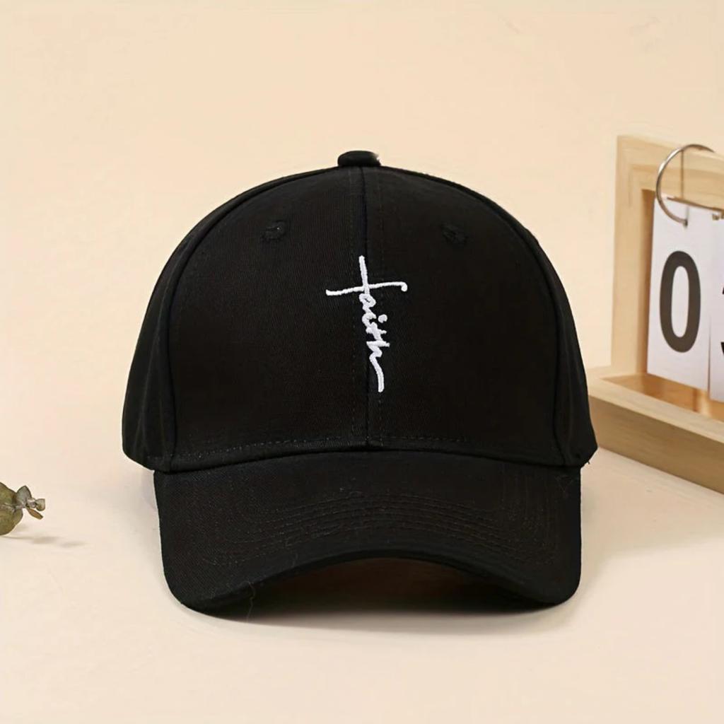 Embroidered Cross Casual Baseball Cap Men's Women's Youth Adjustable Hat