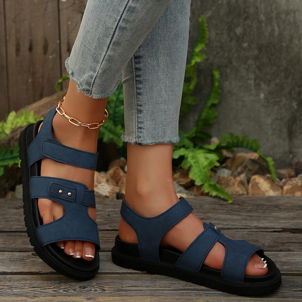 Women Sandals Summer Flat Round Head Shoes Casual Comfortable Non-slip Sandals Open Toe Geometric Slippers Sandalias De Mujer