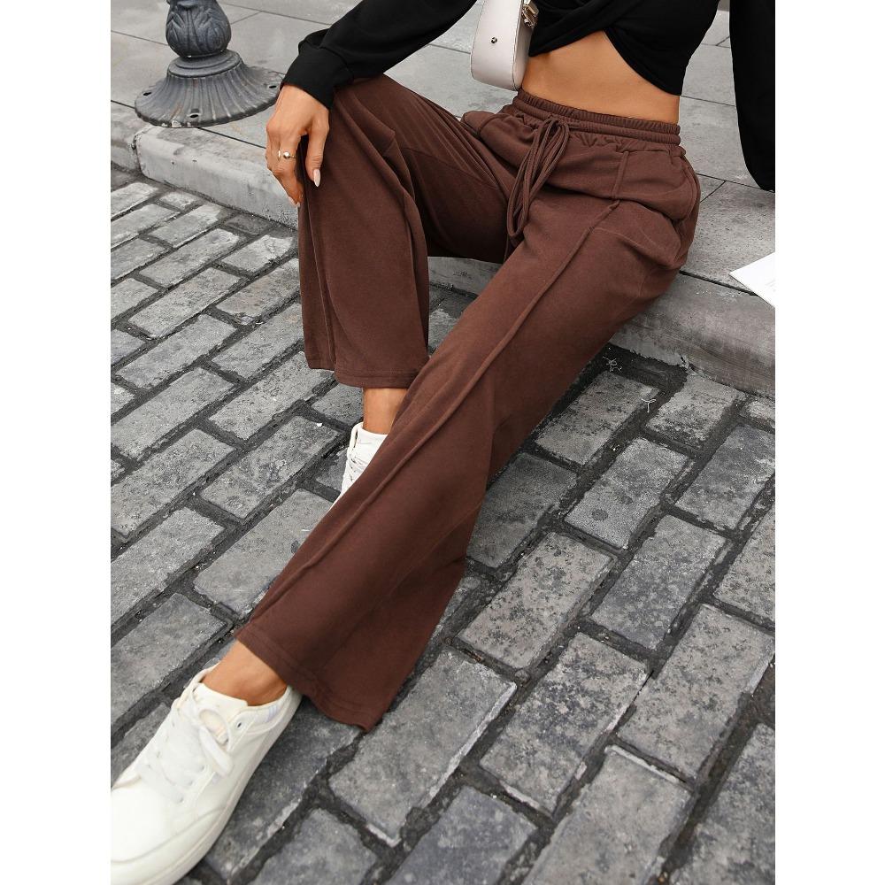 2025 Herbst und Winter Neuer Stil Einfarbig Kordelzugtasche Locker Lässige Hose für Damen