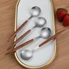 Imitation Wood Grain Handle Stainless Steel Spoon Dinnerware Western Tableware Tea Spoon Household  Dessert Coffee Spoon